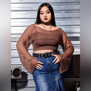Boutique 9 Brown Crochet Sweater